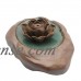 TrendBox Brown Ceramic Handmade Rock-Shaped Artistic Incense Holder Burner Coil Oil Diffuser Lotus Ash Catcher Buddhist Water Lily Plate One Hole   